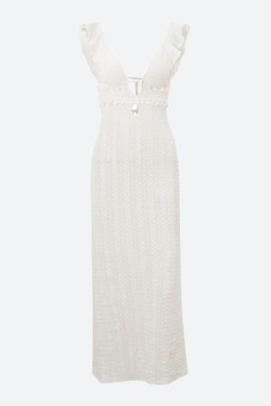 Style Core Aesthetics, New Style Trends - Lace Backless Plunge Neck Maxi Dress