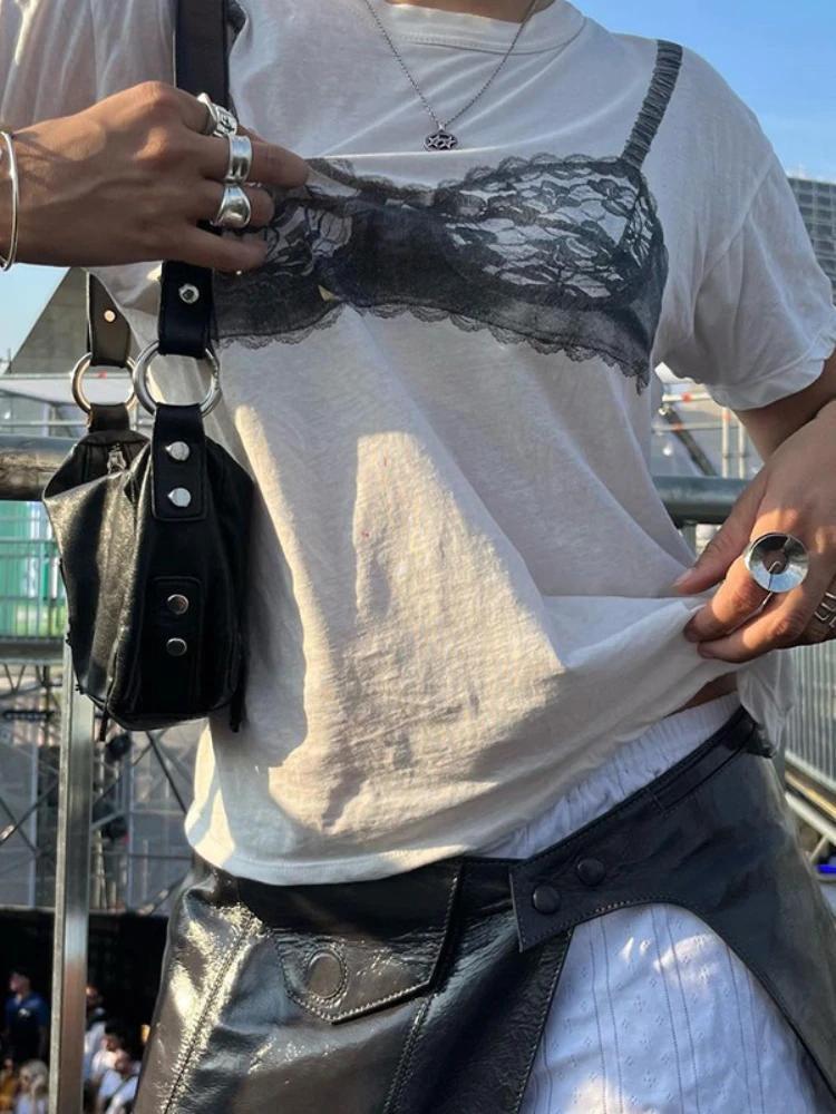 Style Core Aesthetics, New Style Trends - Lace Bra Tee Style Core Aesthetics, New Style Trends - Lace Bra Tee