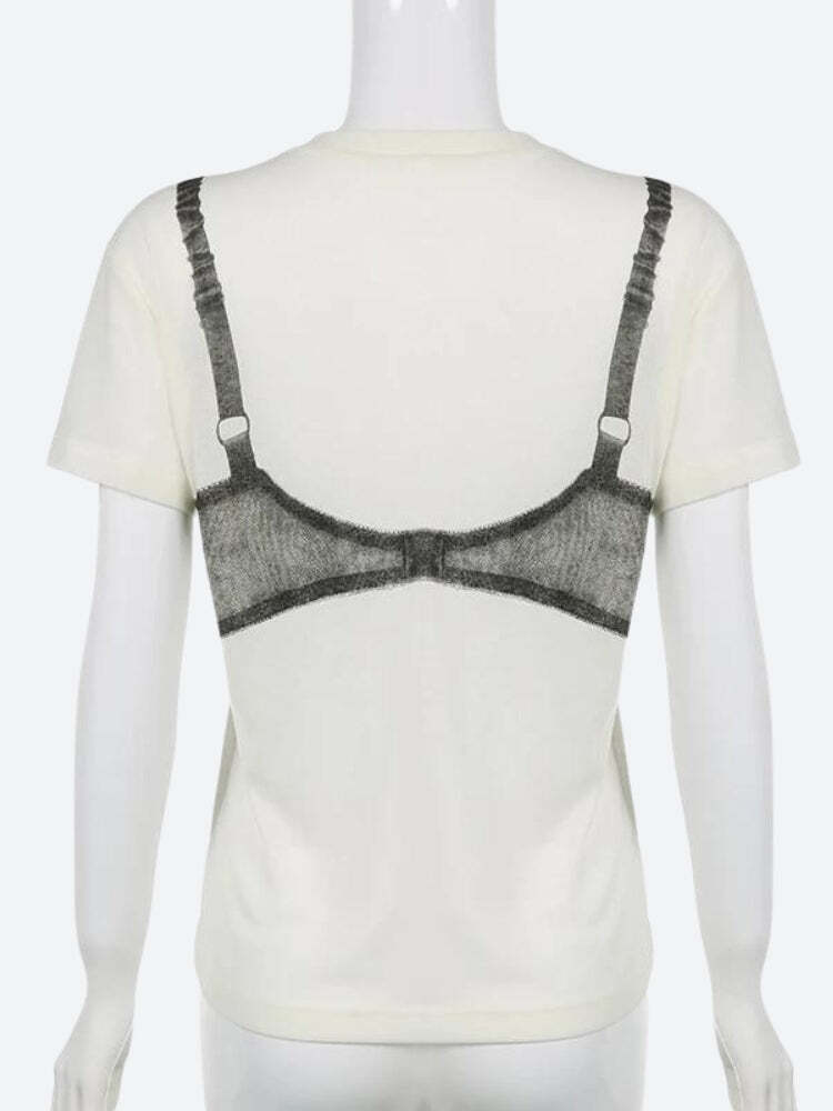 Style Core Aesthetics, New Style Trends - Lace Bra Tee Style Core Aesthetics, New Style Trends - Lace Bra Tee