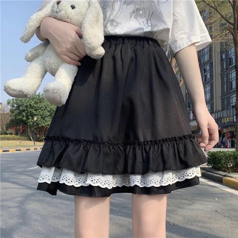 Style Core Aesthetics, New Style Trends - Lace Detailed Ruffle Mini Skirt