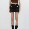 Style Core Aesthetics, New Style Trends - Lace Up Belted Denim Mini Skort