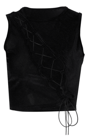 Style Core Aesthetics, New Style Trends - Lace Up Cutout Crop Tank Top