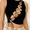 Style Core Aesthetics, New Style Trends - Lace Up Cutout Crop Tank Top
