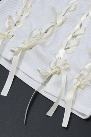 Style Core Aesthetics, New Style Trends - Lace Up Ribbed Cropped Tank Top