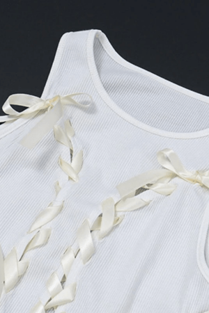 Style Core Aesthetics, New Style Trends - Lace Up Ribbed Cropped Tank Top