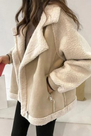 Style Core Aesthetics, New Style Trends - Lambswool Suede Patch Loose Jacket