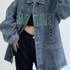 Style Core Aesthetics, New Style Trends - Letter Embroidery Oversized Denim Jacket
