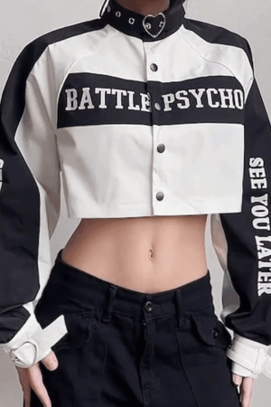 Style Core Aesthetics, New Style Trends - Letter Graphic Color Block Zip-Up Hoodie