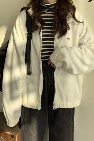 Style Core Aesthetics, New Style Trends - Letter Print Zip-up Jacket