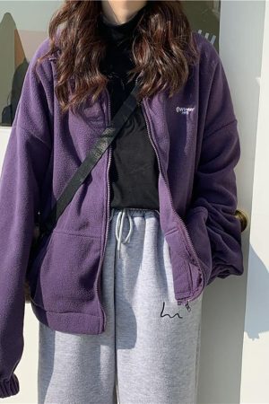 Style Core Aesthetics, New Style Trends - Letter Print Zip-up Jacket