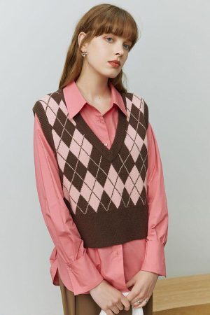 Style Core Aesthetics, New Style Trends - Light Academia Argyle Sweater Vest