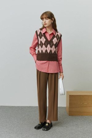 Style Core Aesthetics, New Style Trends - Light Academia Argyle Sweater Vest