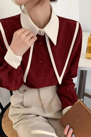 Style Core Aesthetics, New Style Trends - Light Academia Contrast Shirt