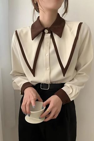 Style Core Aesthetics, New Style Trends - Light Academia Contrast Shirt