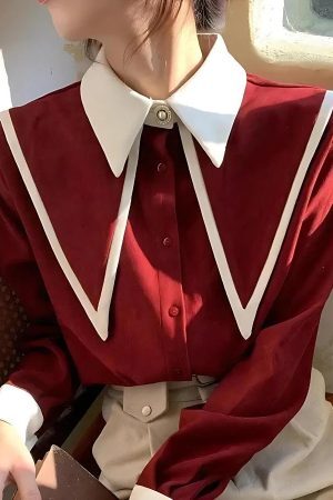 Style Core Aesthetics, New Style Trends - Light Academia Contrast Shirt