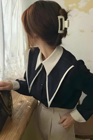 Style Core Aesthetics, New Style Trends - Light Academia Contrast Shirt