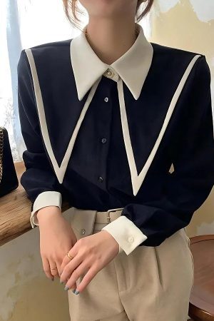 Style Core Aesthetics, New Style Trends - Light Academia Contrast Shirt