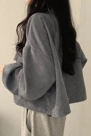 Style Core Aesthetics, New Style Trends - Light Academia Cropped Corduroy Jacket