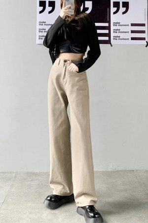 Style Core Aesthetics, New Style Trends - Light Academia High Waist Denim Pants