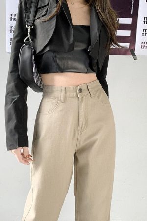 Style Core Aesthetics, New Style Trends - Light Academia High Waist Denim Pants