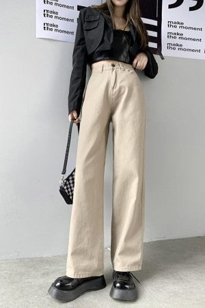Style Core Aesthetics, New Style Trends - Light Academia High Waist Denim Pants