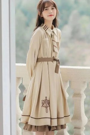 Style Core Aesthetics, New Style Trends - Light Academia Uniform Midi Dress