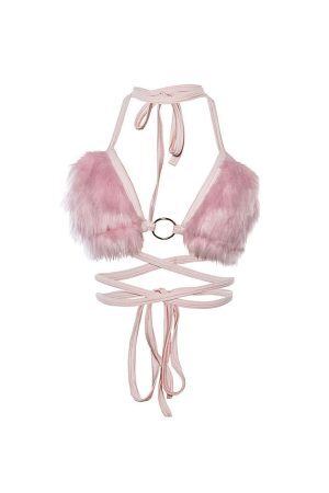Style Core Aesthetics, New Style Trends - Light Pink Fuzzy Bra Top