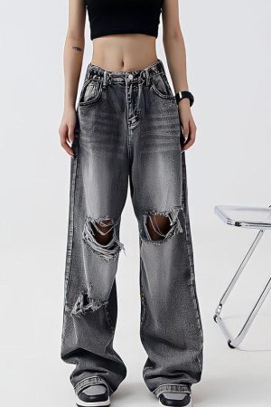 Style Core Aesthetics, New Style Trends - Light Wash Low Rise Ripped Jeans