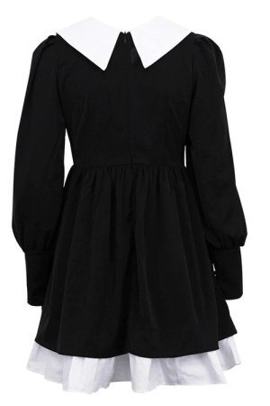 Style Core Aesthetics, New Style Trends - Like a Doll Black Collar Dress