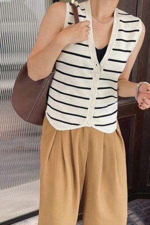 Style Core Aesthetics, New Style Trends - Like a French Striped Button Up Vest