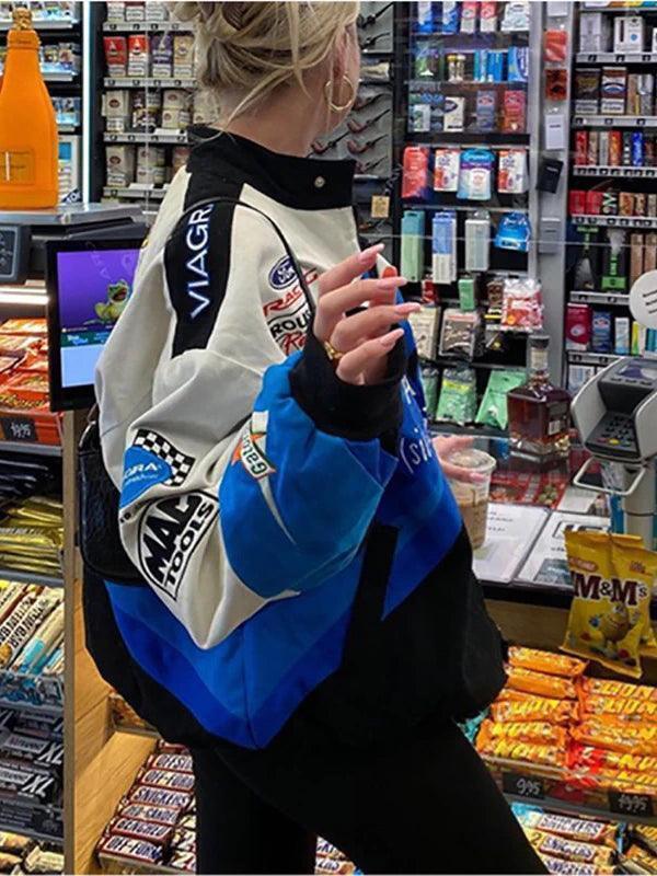 Style Core Aesthetics, New Style Trends - Logo Graphic Oversize Zipper Jacket Style Core Aesthetics, New Style Trends - Logo Graphic Oversize Zipper Jacket