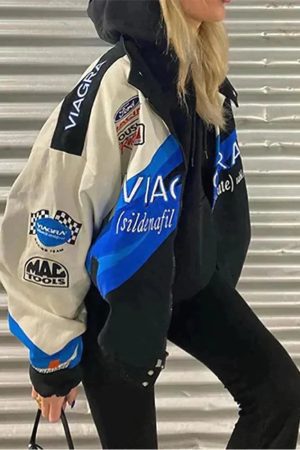 Style Core Aesthetics, New Style Trends - Logo Graphic Oversize Zipper Jacket