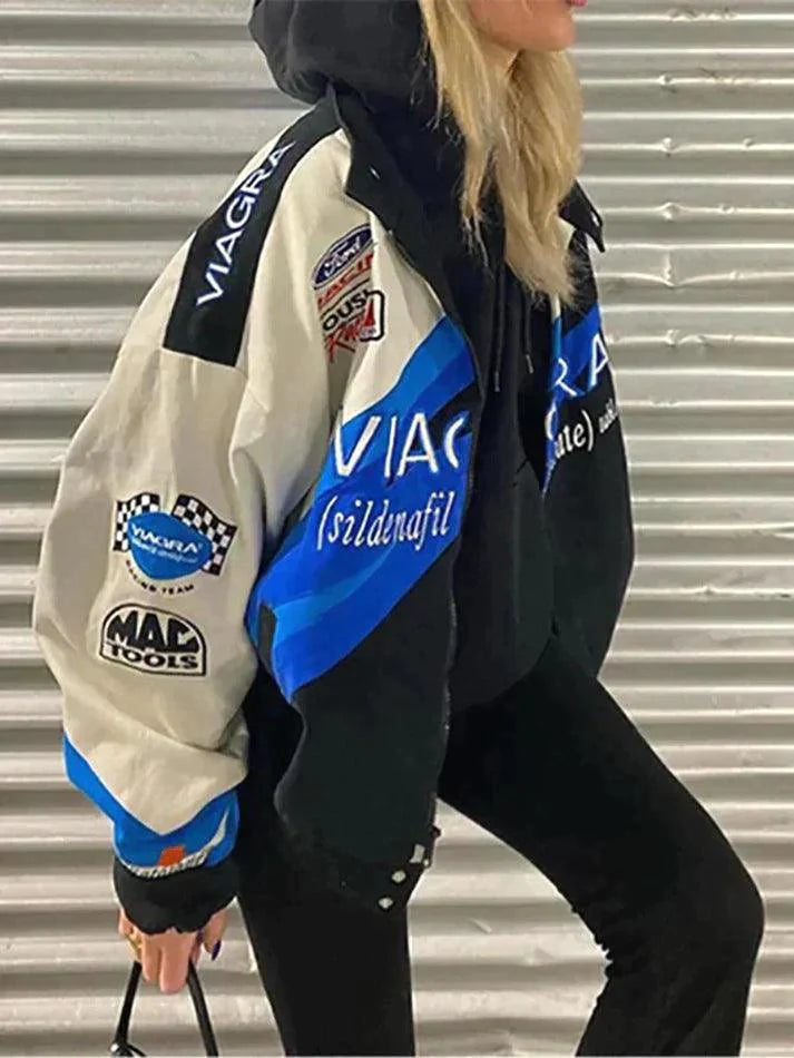 Style Core Aesthetics, New Style Trends - Logo Graphic Oversize Zipper Jacket Style Core Aesthetics, New Style Trends - Logo Graphic Oversize Zipper Jacket