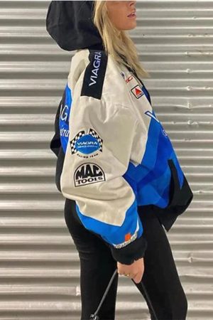 Style Core Aesthetics, New Style Trends - Logo Graphic Oversize Zipper Jacket