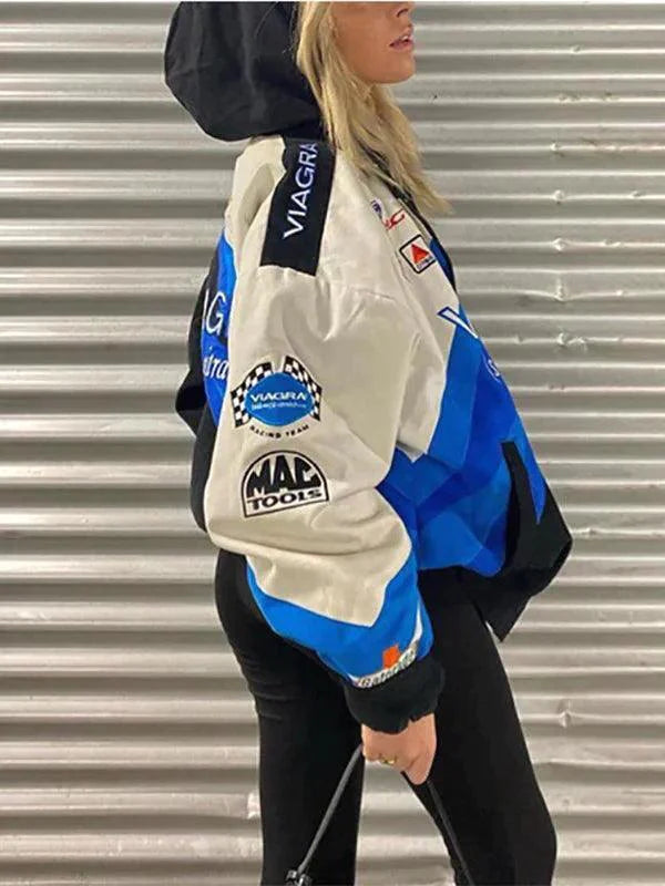 Style Core Aesthetics, New Style Trends - Logo Graphic Oversize Zipper Jacket Style Core Aesthetics, New Style Trends - Logo Graphic Oversize Zipper Jacket
