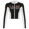 Style Core Aesthetics, New Style Trends - Logo Graphic Patchwork Cropped Moto Jacket