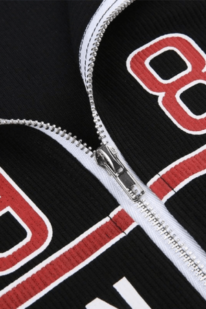 Style Core Aesthetics, New Style Trends - Logo Graphic Patchwork Cropped Moto Jacket