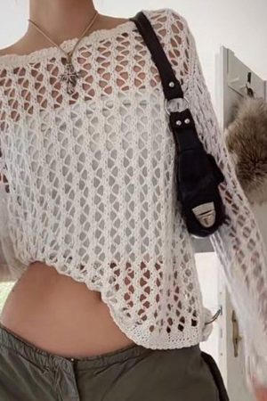 Style Core Aesthetics, New Style Trends - Long Sleeve Fishnet Top