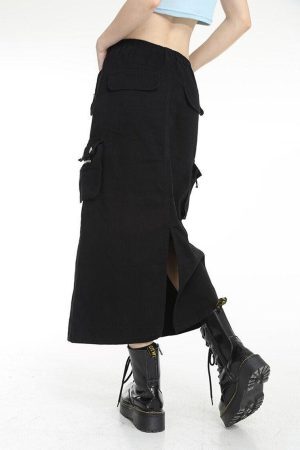 Style Core Aesthetics, New Style Trends - Low Rise Parachute Maxi Skirt