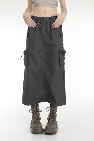Style Core Aesthetics, New Style Trends - Low Rise Parachute Maxi Skirt