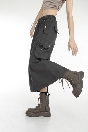 Style Core Aesthetics, New Style Trends - Low Rise Parachute Maxi Skirt