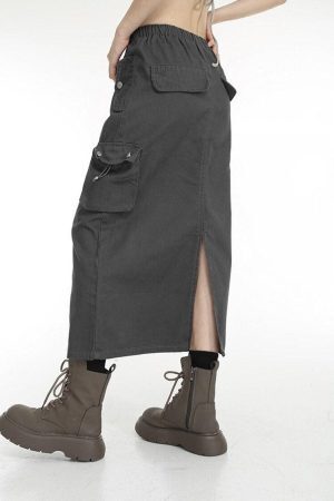 Style Core Aesthetics, New Style Trends - Low Rise Parachute Maxi Skirt