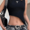 Style Core Aesthetics, New Style Trends - Metal Star Asymmetric Ribbed Tank Top