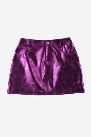 Style Core Aesthetics, New Style Trends - Metallic Faux Leather Mini Skirt