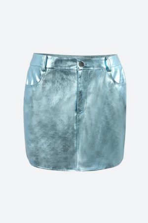 Style Core Aesthetics, New Style Trends - Metallic Faux Leather Mini Skirt