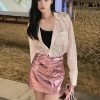 Style Core Aesthetics, New Style Trends - Metallic Faux Leather Mini Skirt