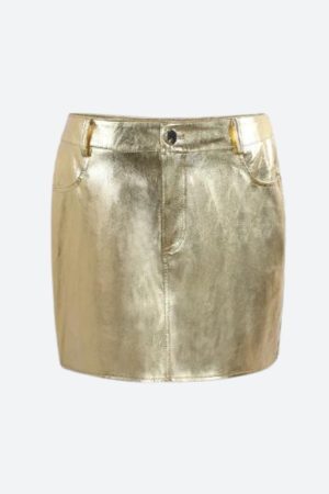 Style Core Aesthetics, New Style Trends - Metallic Faux Leather Mini Skirt