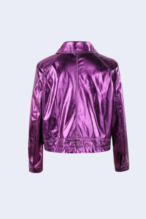 Style Core Aesthetics, New Style Trends - Metallic Fuchsia Faux Leather Jacket
