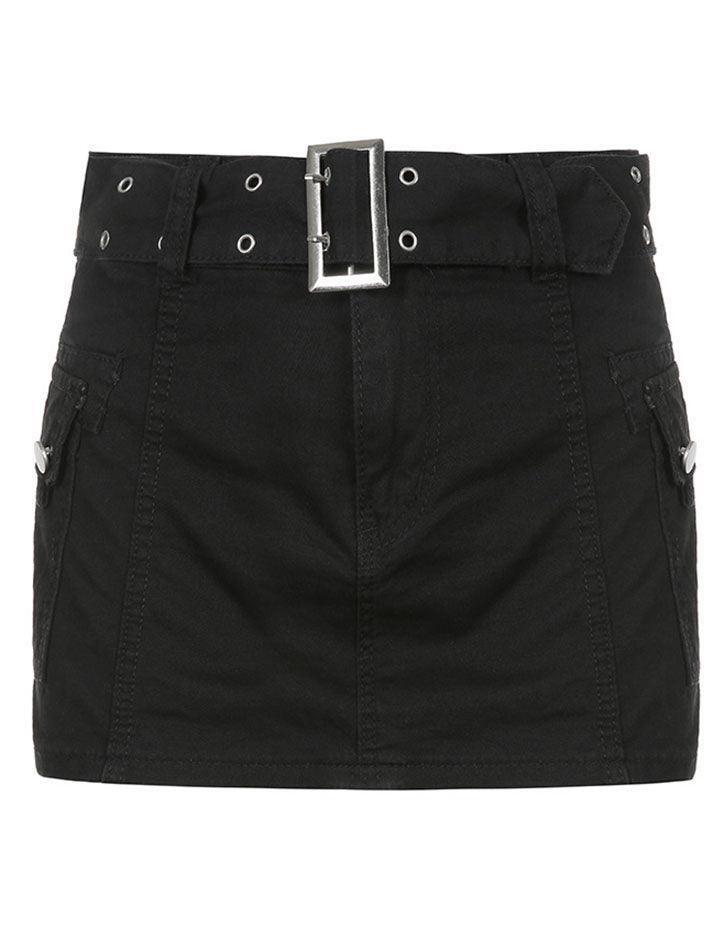 Style Core Aesthetics, New Style Trends - Mini-jupe en jean taille basse avec ceinture à boucle Style Core Aesthetics, New Style Trends - Mini-jupe en jean taille basse avec ceinture à boucle