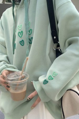 Style Core Aesthetics, New Style Trends - Mint Aesthetic Heart Hoodie